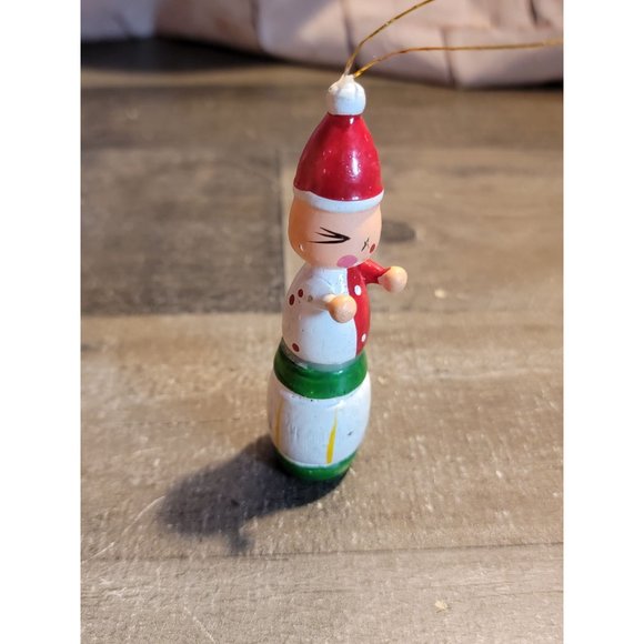 Vintage wooden clown Dunce drum Barrel ornament Xmas decor - Picture 4 of 4